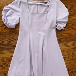 Karl Lagerfeld Light Purple Puff Sleeve Mini Dress